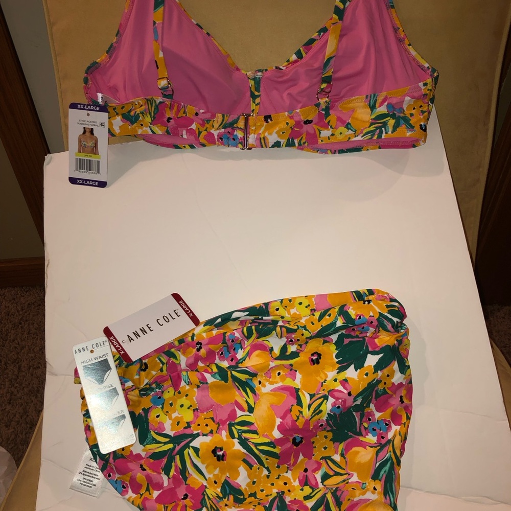 Anne Cole swim suit 2 pc sunshine floral XXL bathing suit top and XL Bottoms - Picture 10 of 15